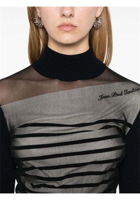 abito corto bi-material mariniere donna nero in viscosa JEAN PAUL GAULTIER | 24/30-F-RO212B-M064590100